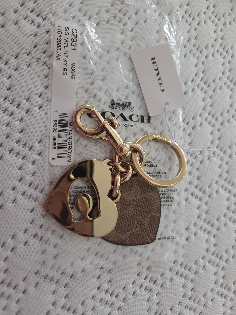 Coach Gold & Brown Heart Keyring Charm